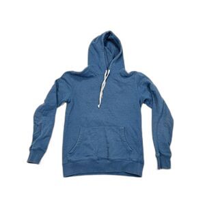 Saks Fifth Avenue Blue Hoodie Sweatshirt Men's Medium Cotton Blend Pullover Sm